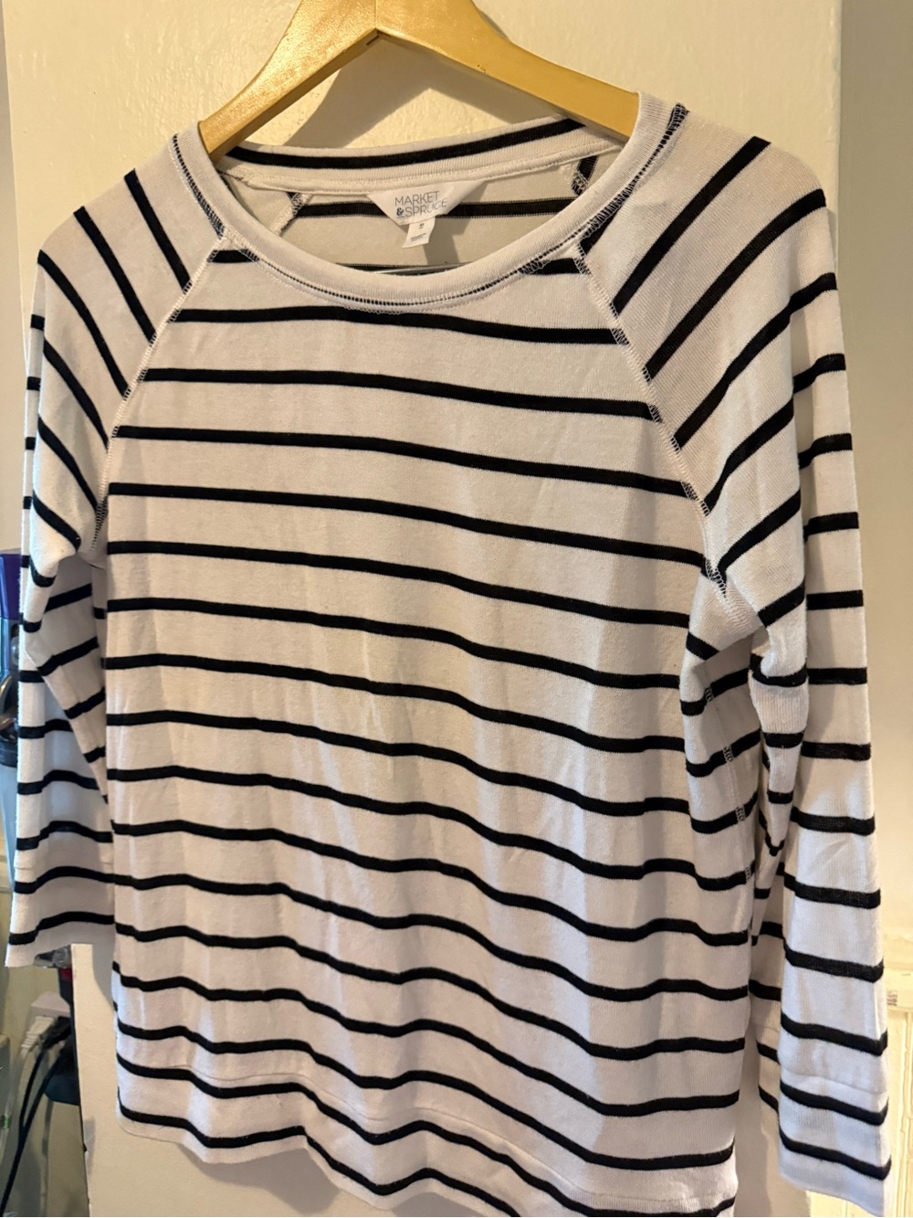Market & Spruce White Top with Black Stripes